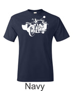 BMW R 75 Sidecar Motorcycle drawing printed on mens shirt. Great gift for the BMW guy.