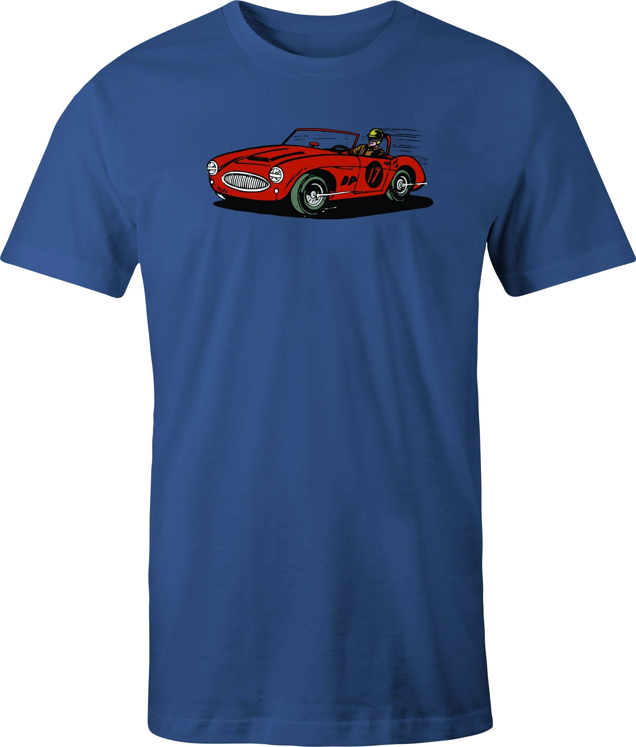 Austin Healey Racer color drawing printed on men's shirt. Free shipping.