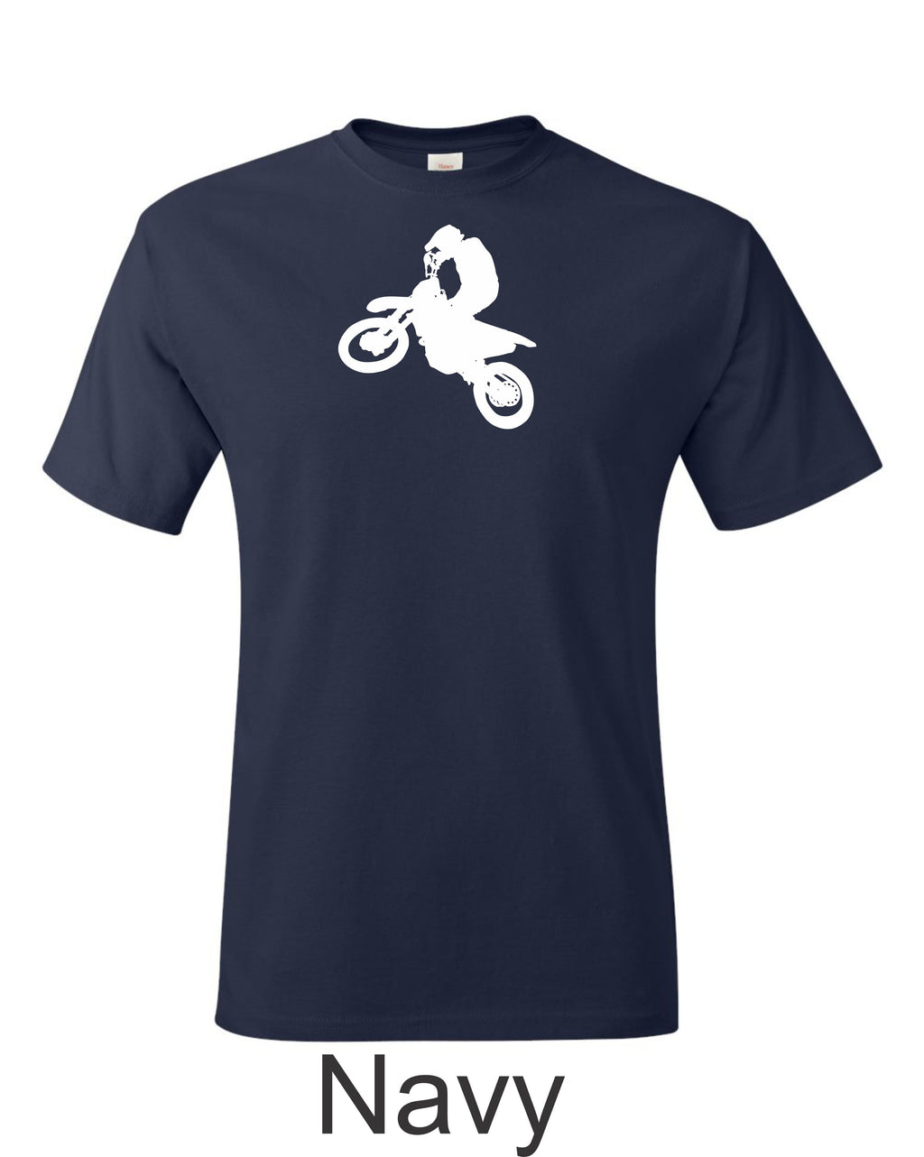 Dirtbike rider printed on mens shirt. Great for desert, motocross rider.