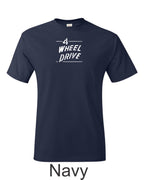 Jeep 70's 4 Wheel drive Emblem printed on mens shirt.