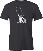 Fly fisherman netting the trout drawing printed on Men's T shirt