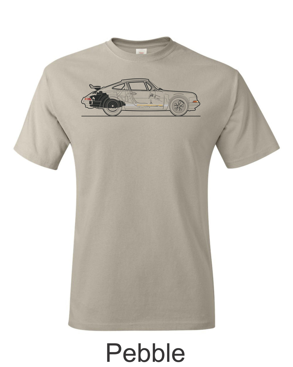 Porsche 911 Line drawing printed on mens shirt. Gift for sports car guy.