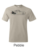 Porsche 911 Line drawing printed on mens shirt. Gift for sports car guy.