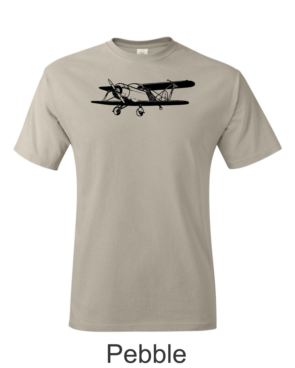 Beechcraft Staggerwing drawing printed on men's shirt. Free shipping.