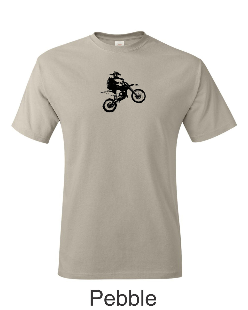 Motocross bike printed on men's shirt.  great for the dirtbike rider.