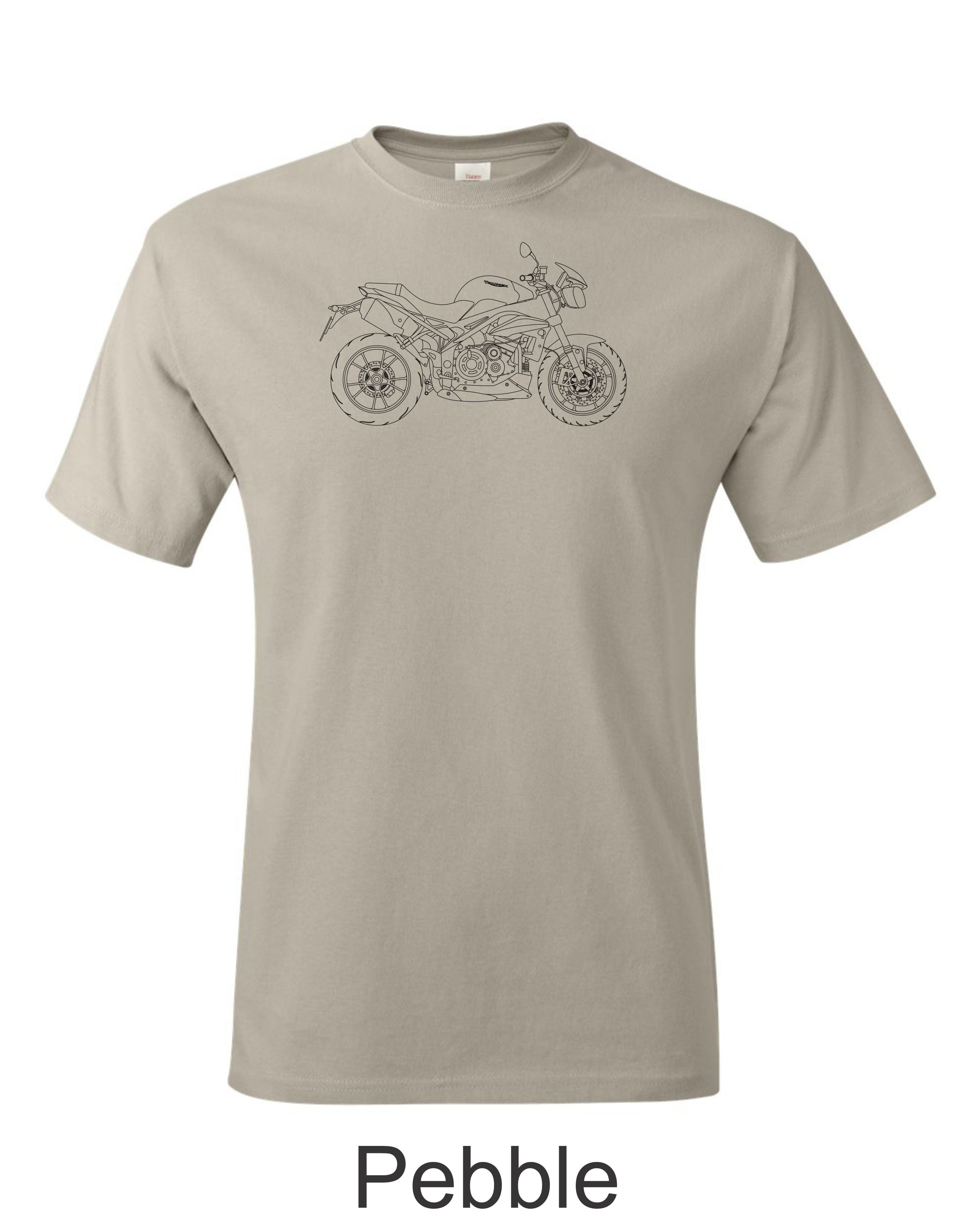 Triumph Street Triple T-Shirt: Detailed Motorcycle Line Drawing