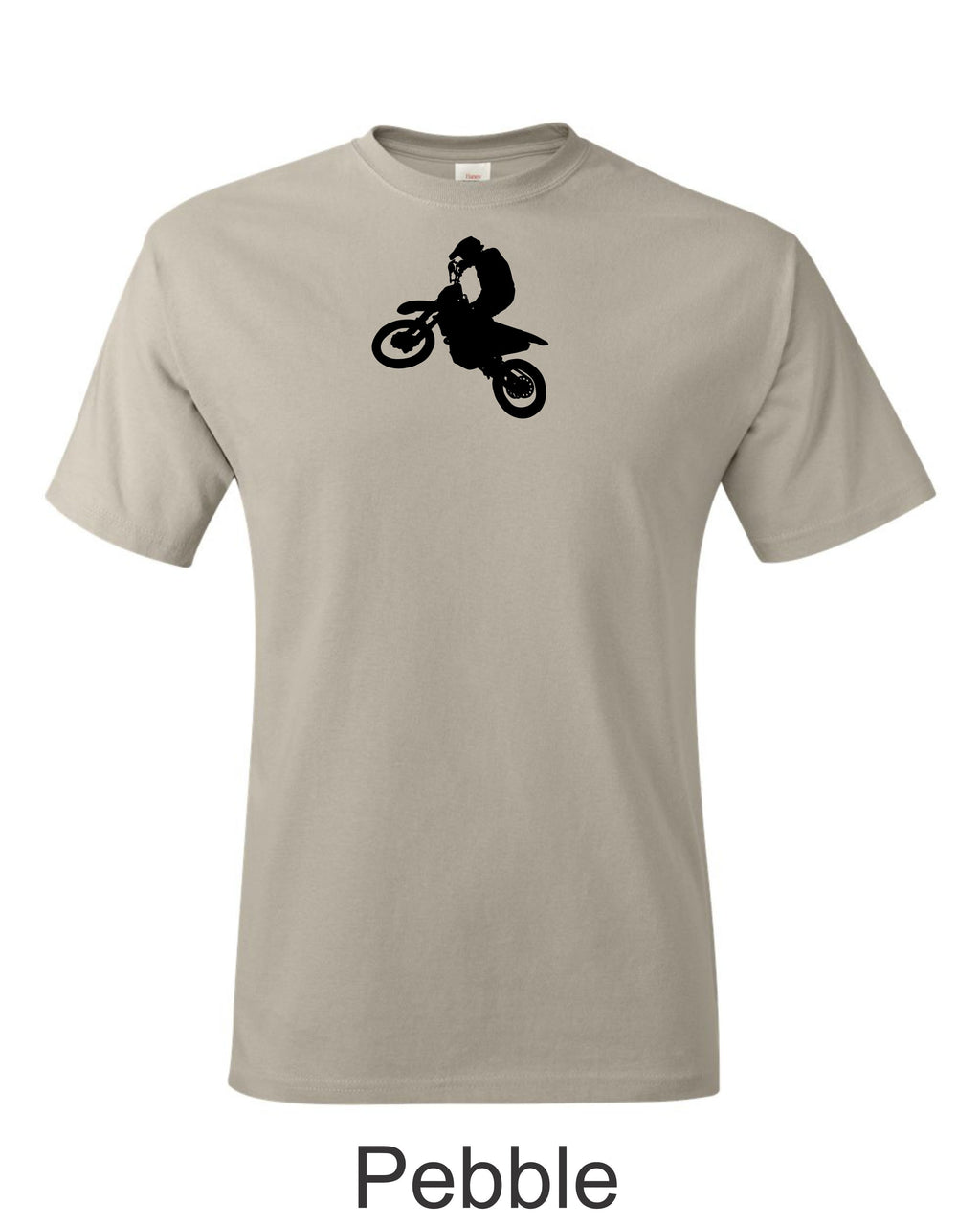 Dirtbike rider printed on mens shirt. Great for desert, motocross rider.