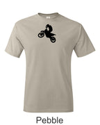 Dirtbike rider printed on mens shirt. Great for desert, motocross rider.