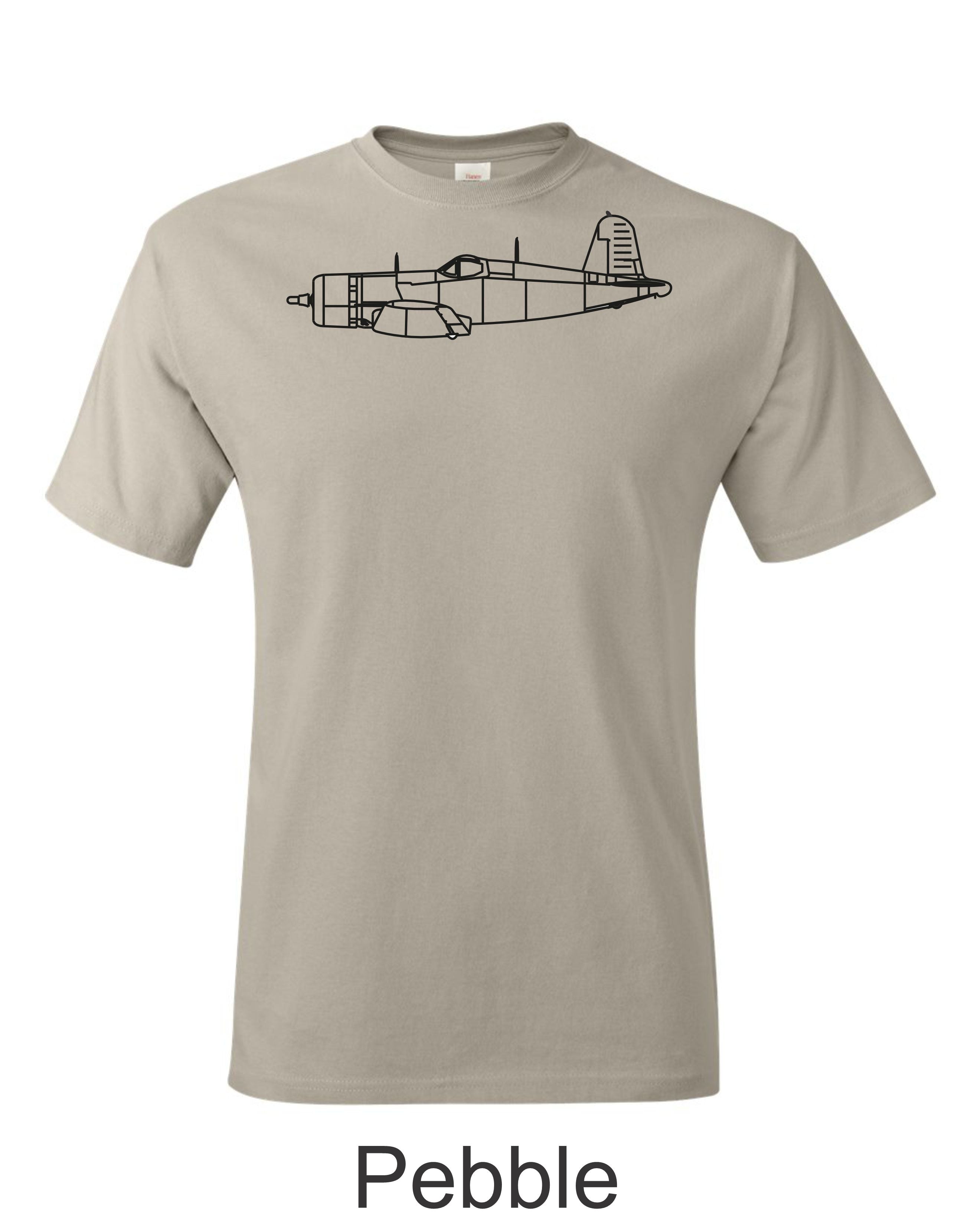 F4U Corsair drawing printed on men's shirt. Famous WW2 Navy fighter. Free Shipping