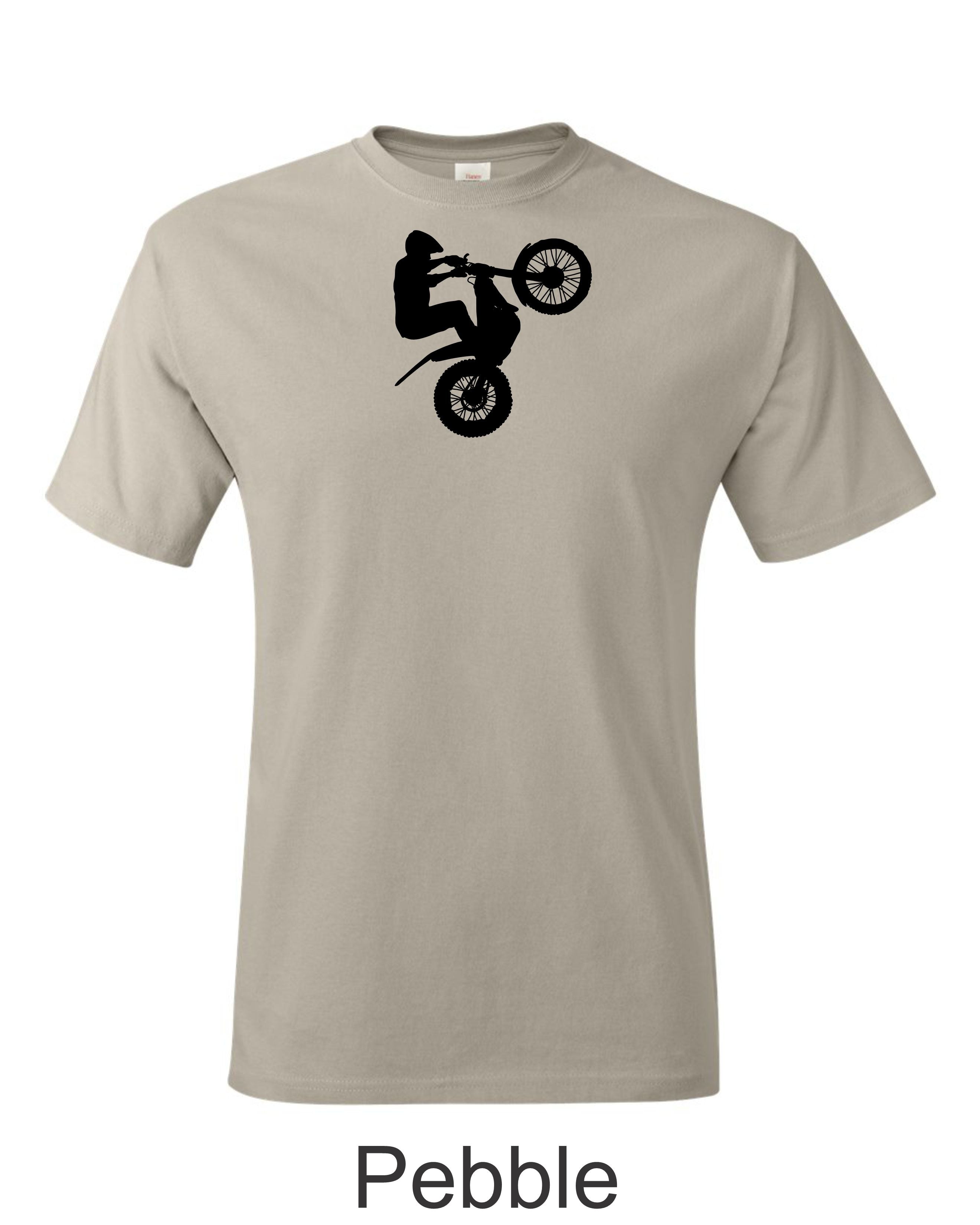 Trials Rider drawing printed on mens shirt.  Gift for Trials Bike rider