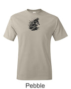 Motocross racer printed on mens shirt. Great for dirt bike rider.