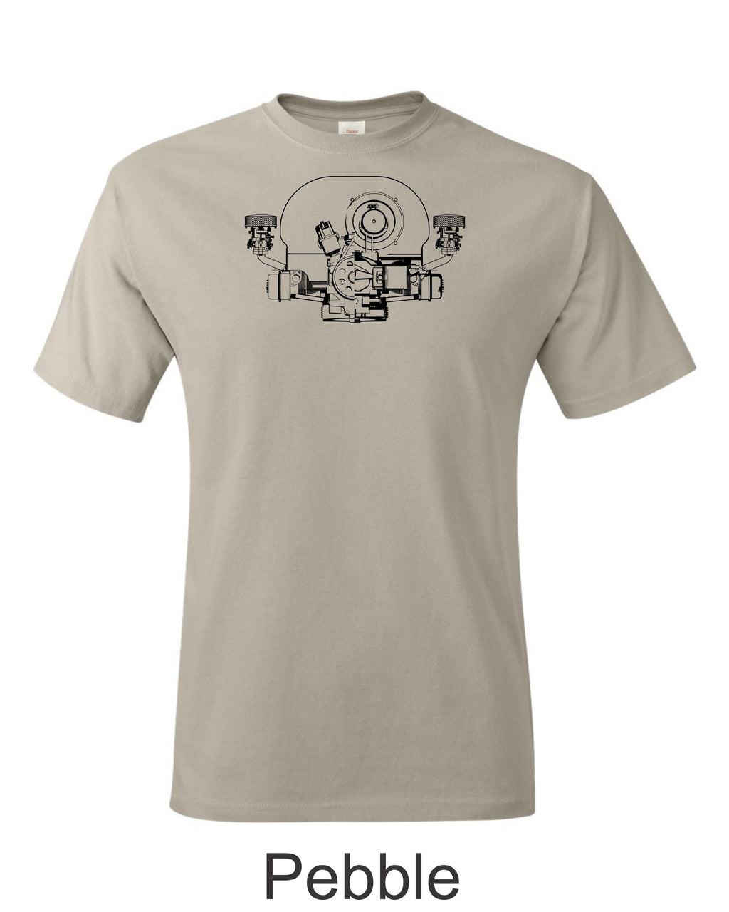 VW Boxer Engine Cutaway Drawing T-Shirt, Air-Cooled VW Bug Bus Car Tee