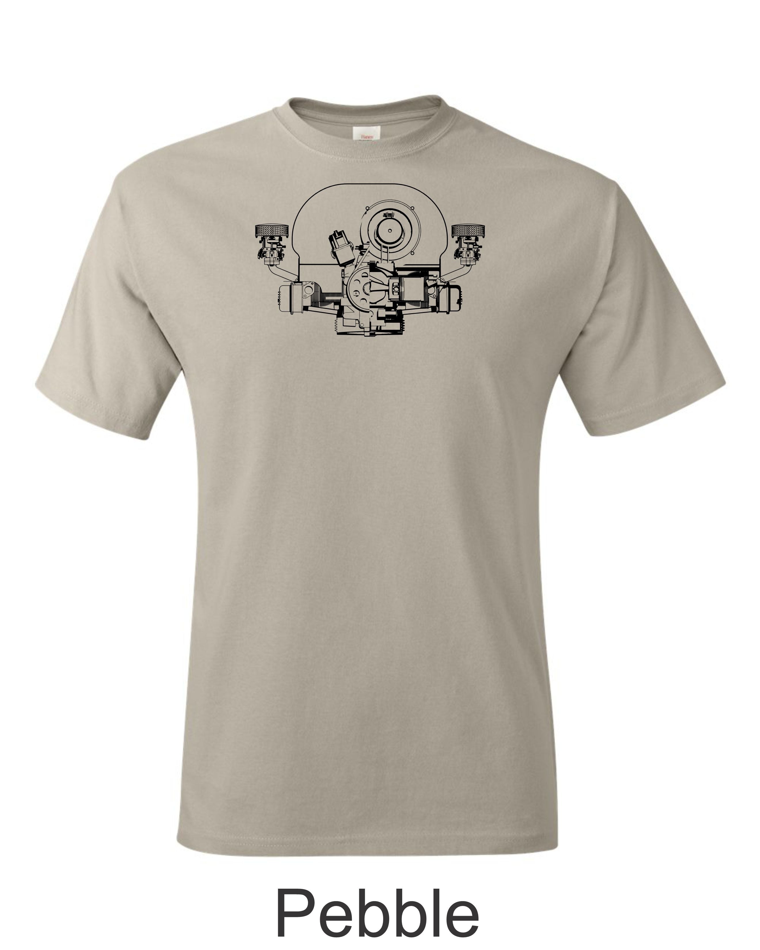 VW Boxer Engine Cutaway Drawing T-Shirt, Air-Cooled VW Bug Bus Car Tee