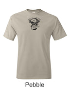 V twin drawing printed on mens shirt. Great gift for the Harley and S&S engine guy.