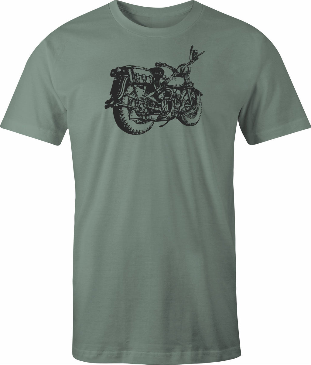 Vintage Bike drawing printed on men's shirt.