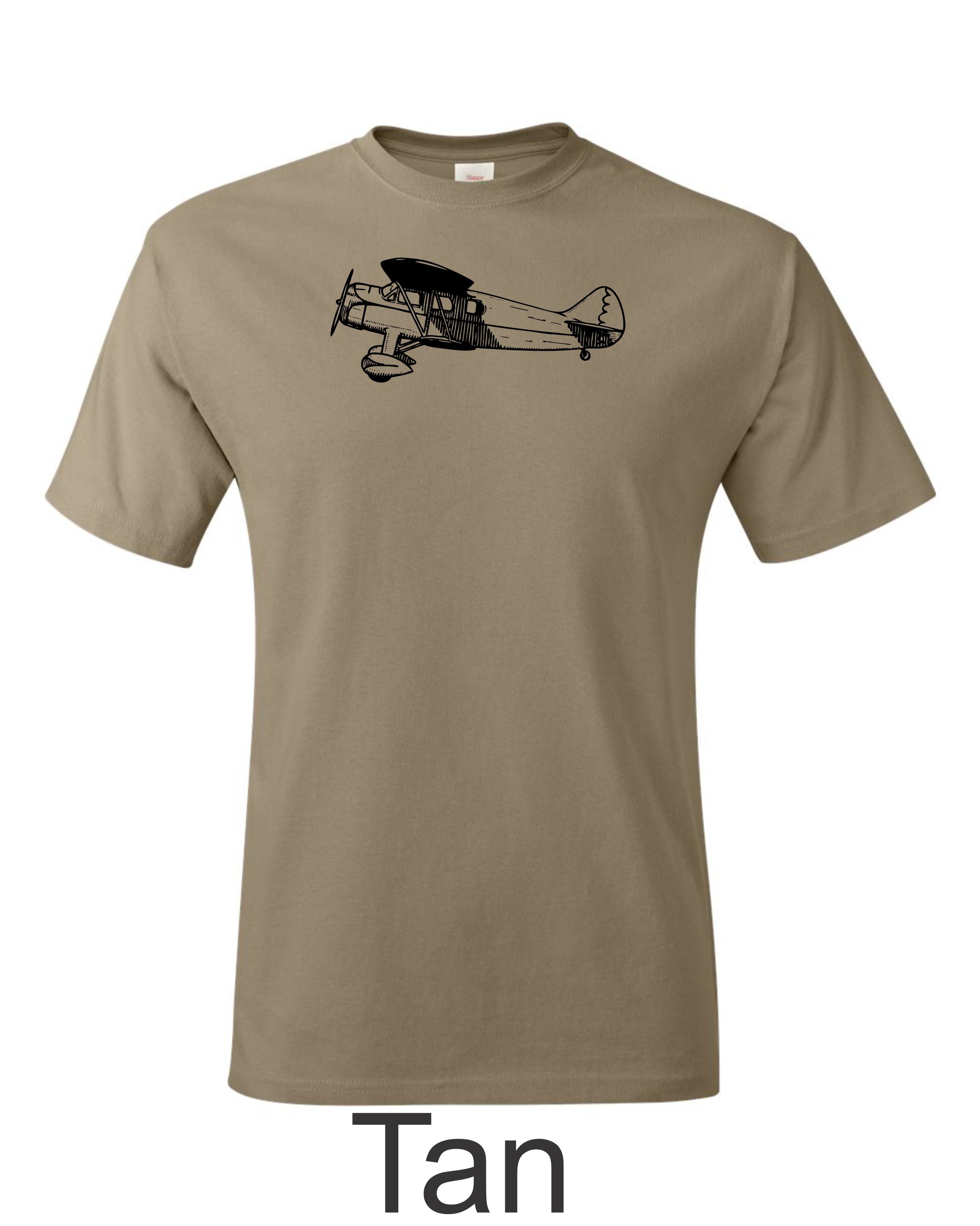 WACO Biplane Line drawing printed on Men's T shirt.