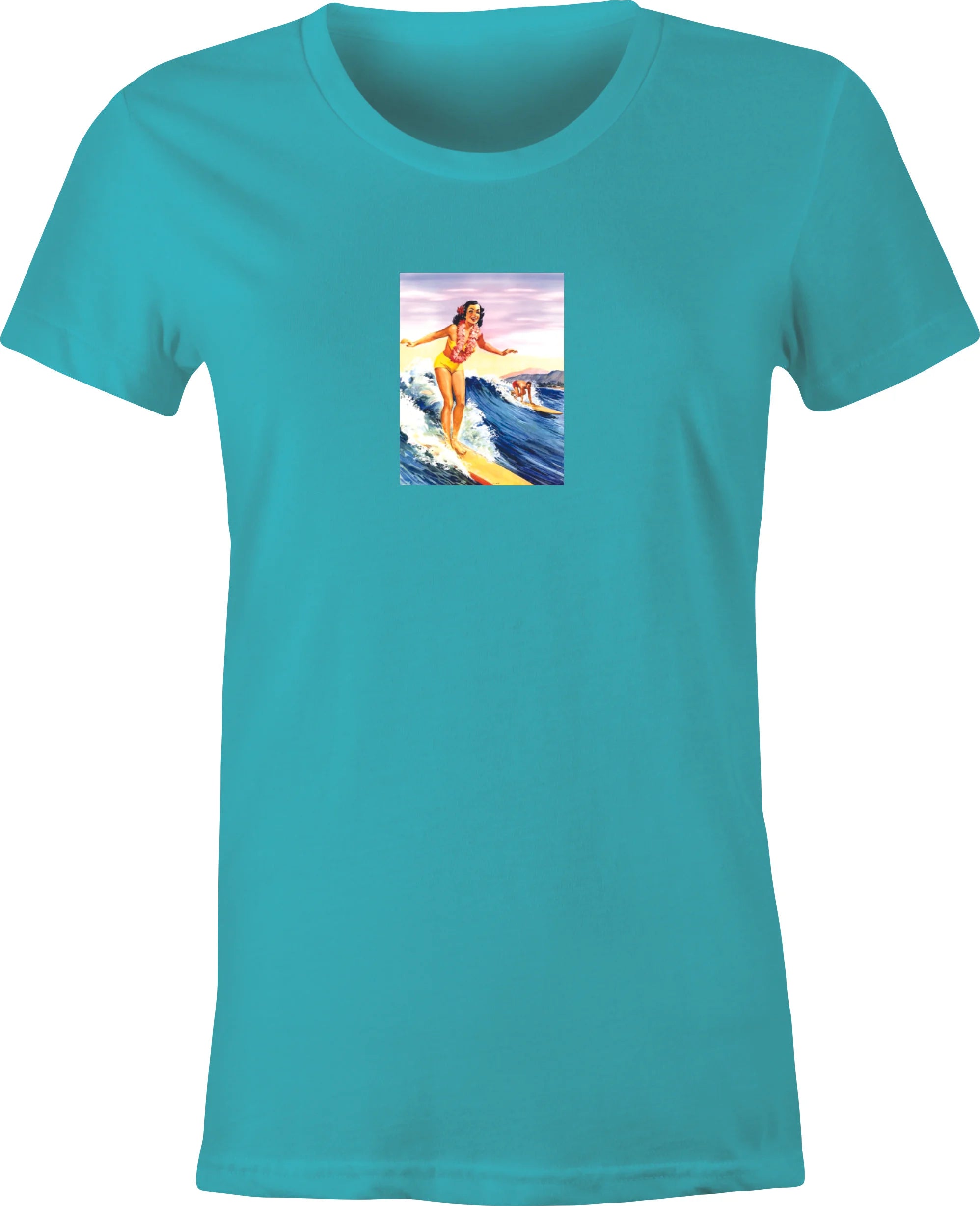 40's Hawaiian Surfing Poster printed on T shirt