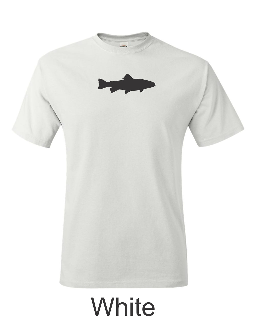 Trout Silhouette printed on mens shirt.  Great gift for the fisherman.