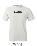 Trout Silhouette printed on mens shirt.  Great gift for the fisherman.