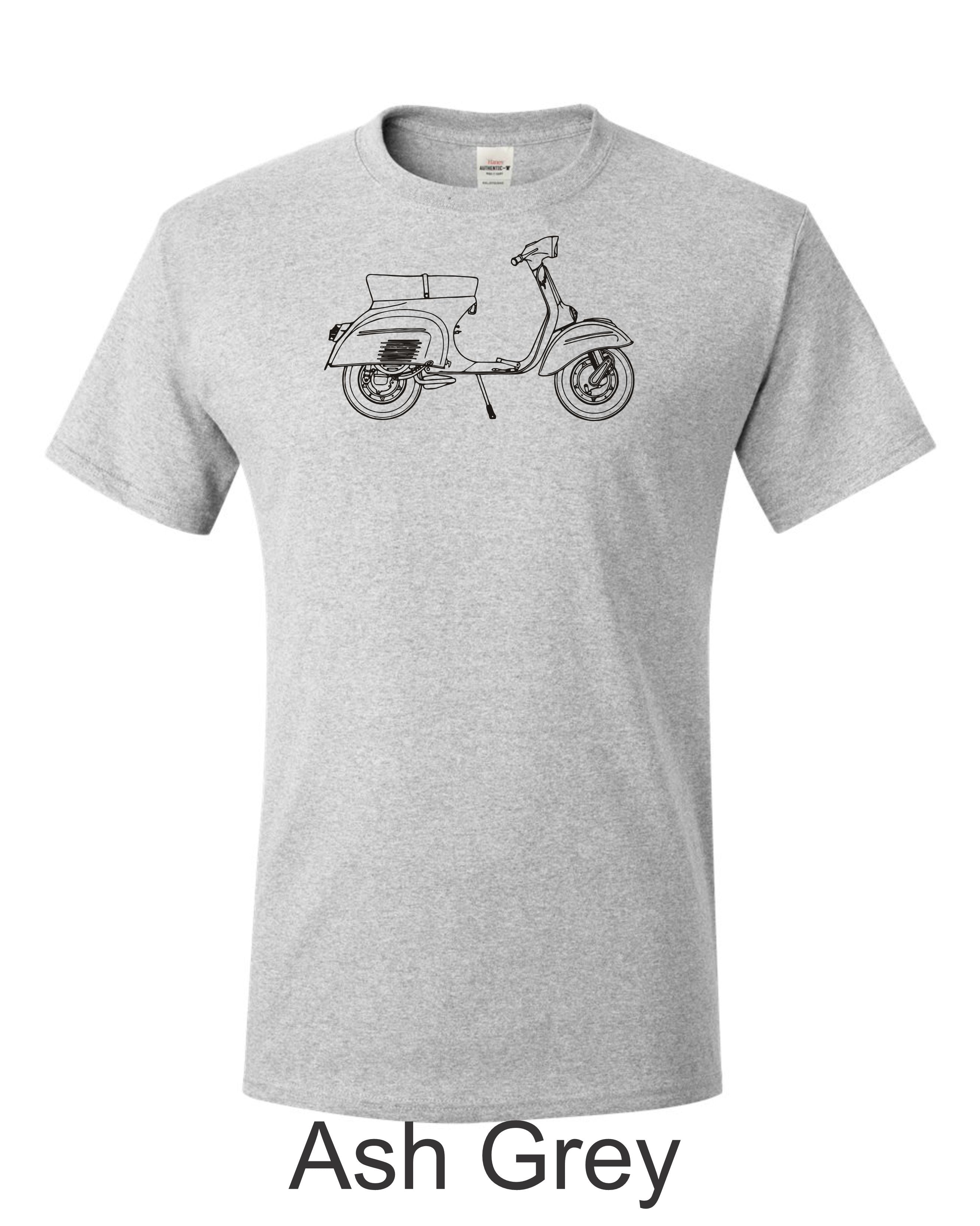 Vespa 125 Men's T-Shirt: Italian Scooter Line Drawing. gift for scooter guy