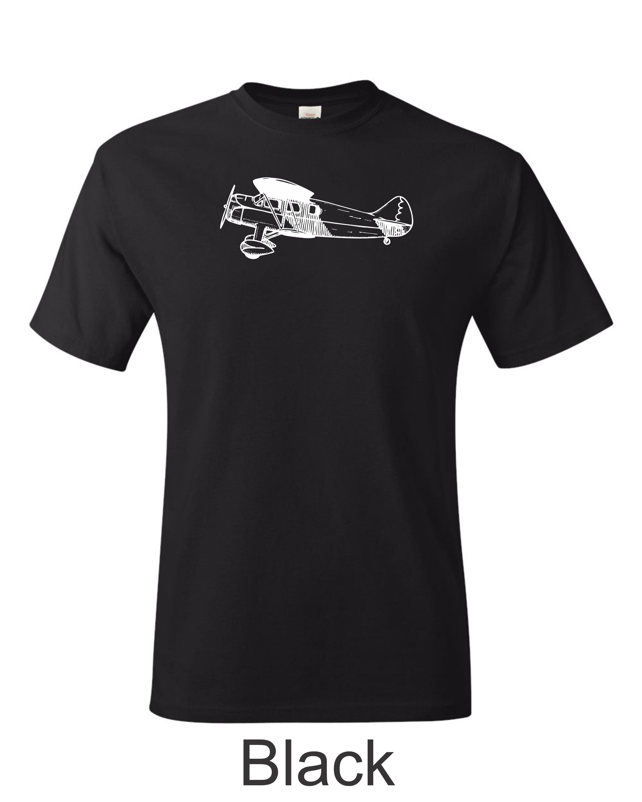 WACO Biplane Line drawing printed on Men's T shirt.