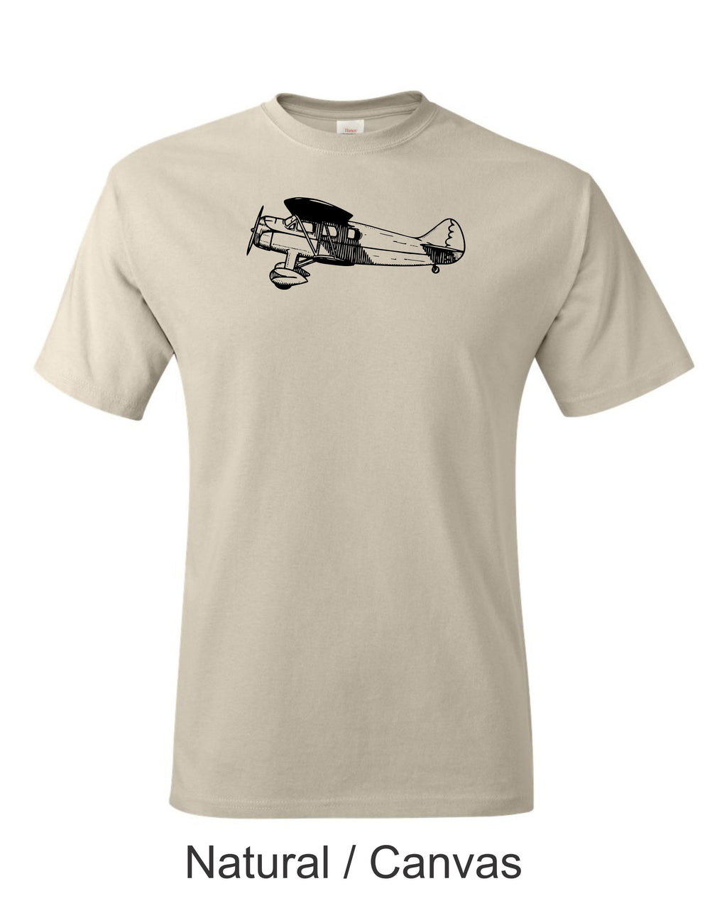 WACO Biplane Line drawing printed on Men's T shirt.