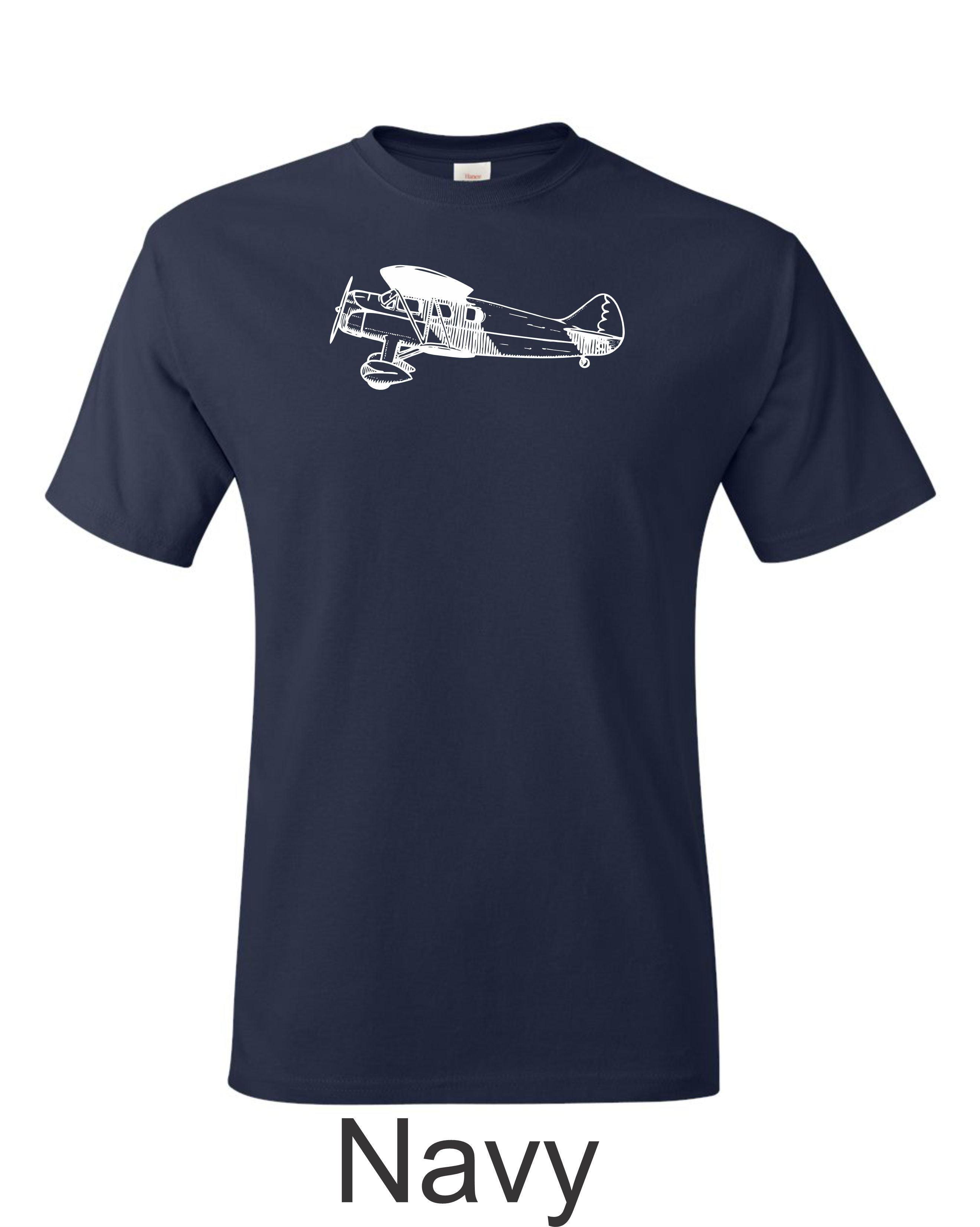 WACO Biplane Line drawing printed on Men's T shirt.