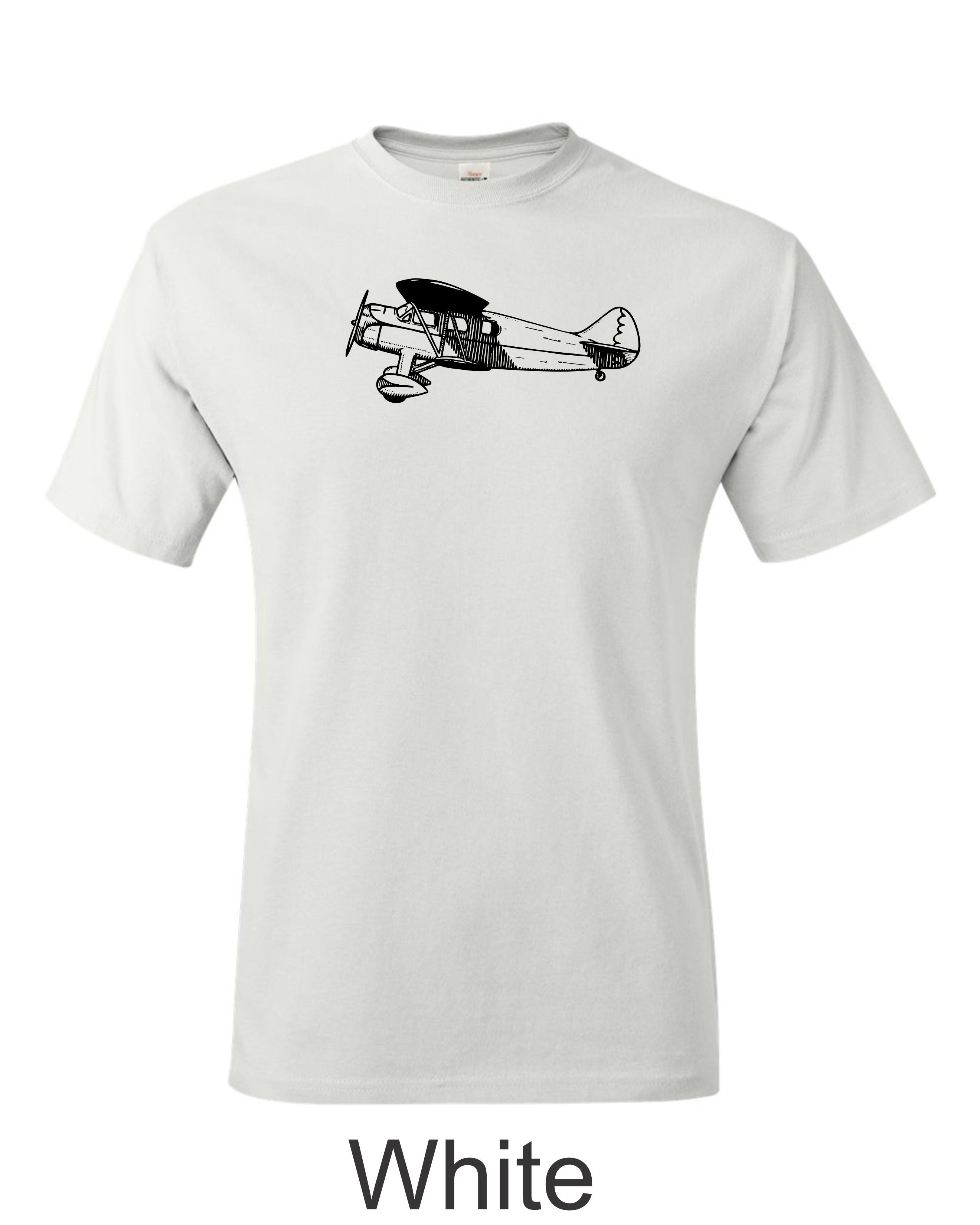 WACO Biplane Line drawing printed on Men's T shirt.