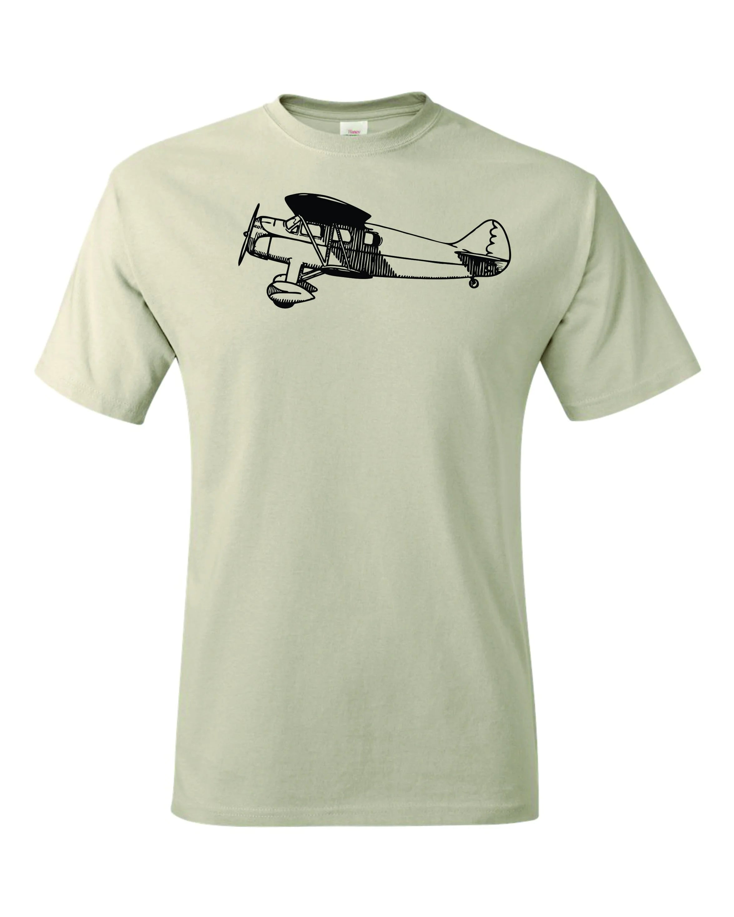 WACO Biplane Line drawing printed on Men's T shirt.  Free shipping.