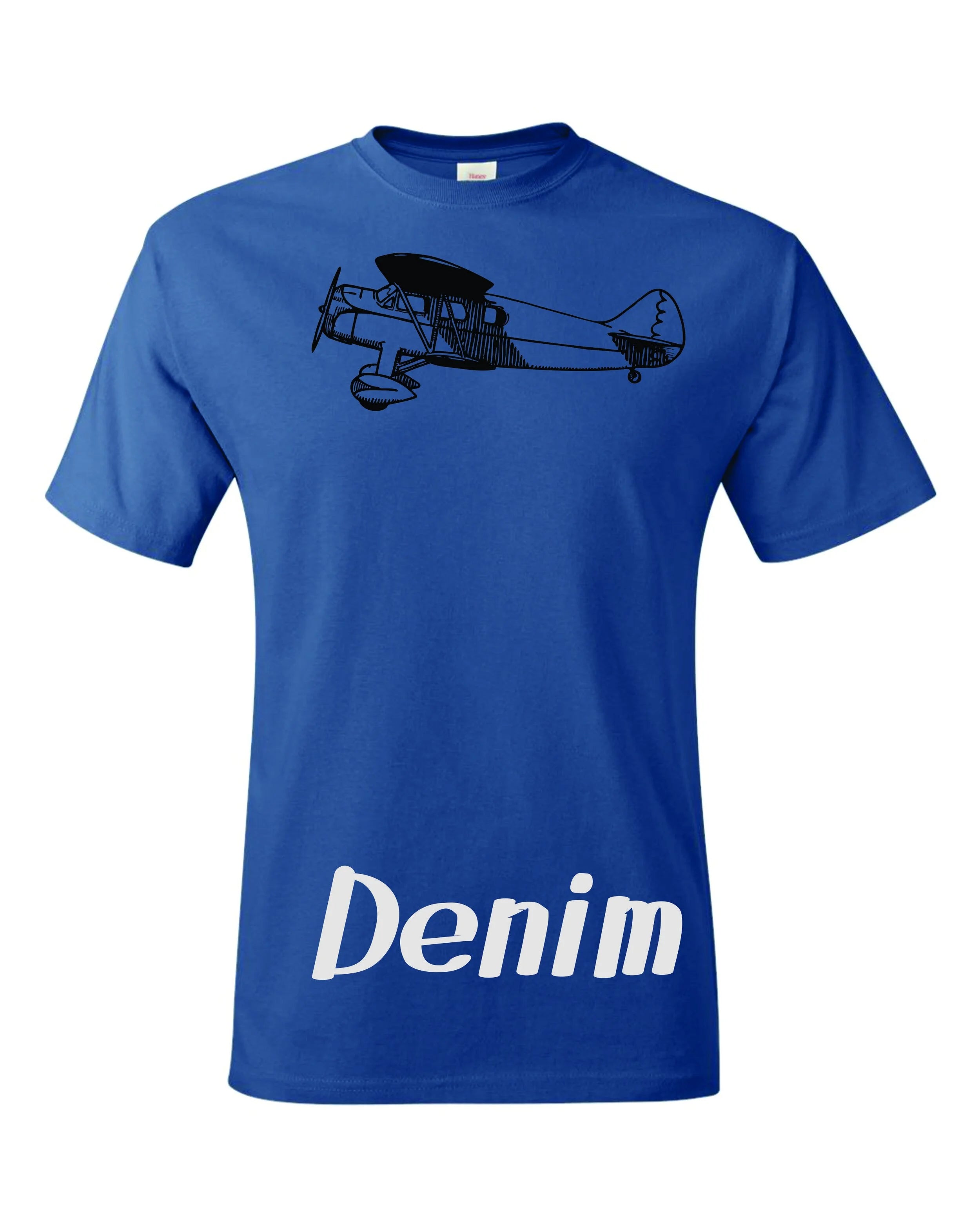 WACO Biplane Line drawing printed on Men's T shirt.  Free shipping.