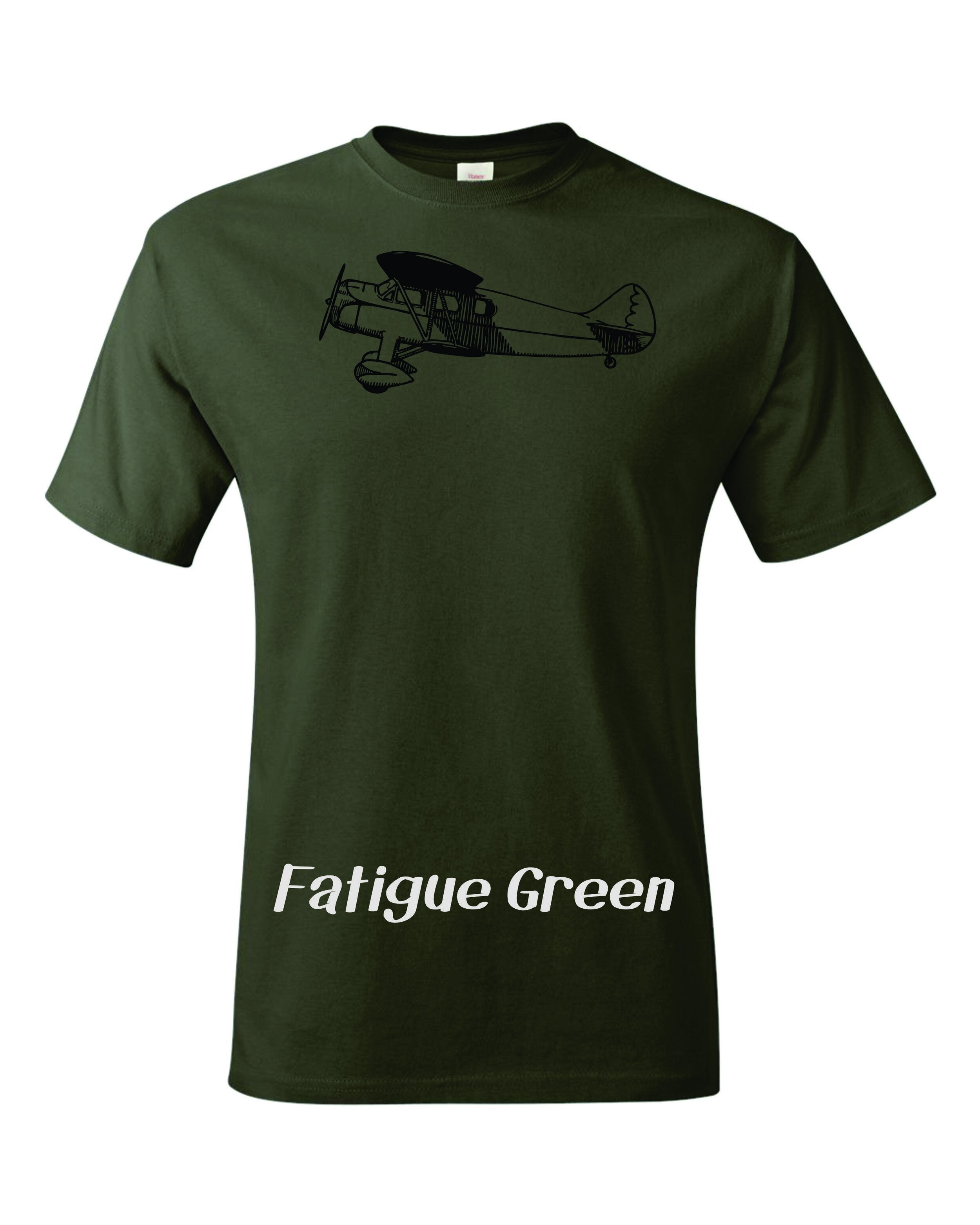 WACO Biplane Line drawing printed on Men's T shirt.  Free shipping.