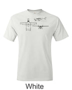 Cessna 337 Skymaster 3 view drawing printed on Men's shirt. Free shipping.