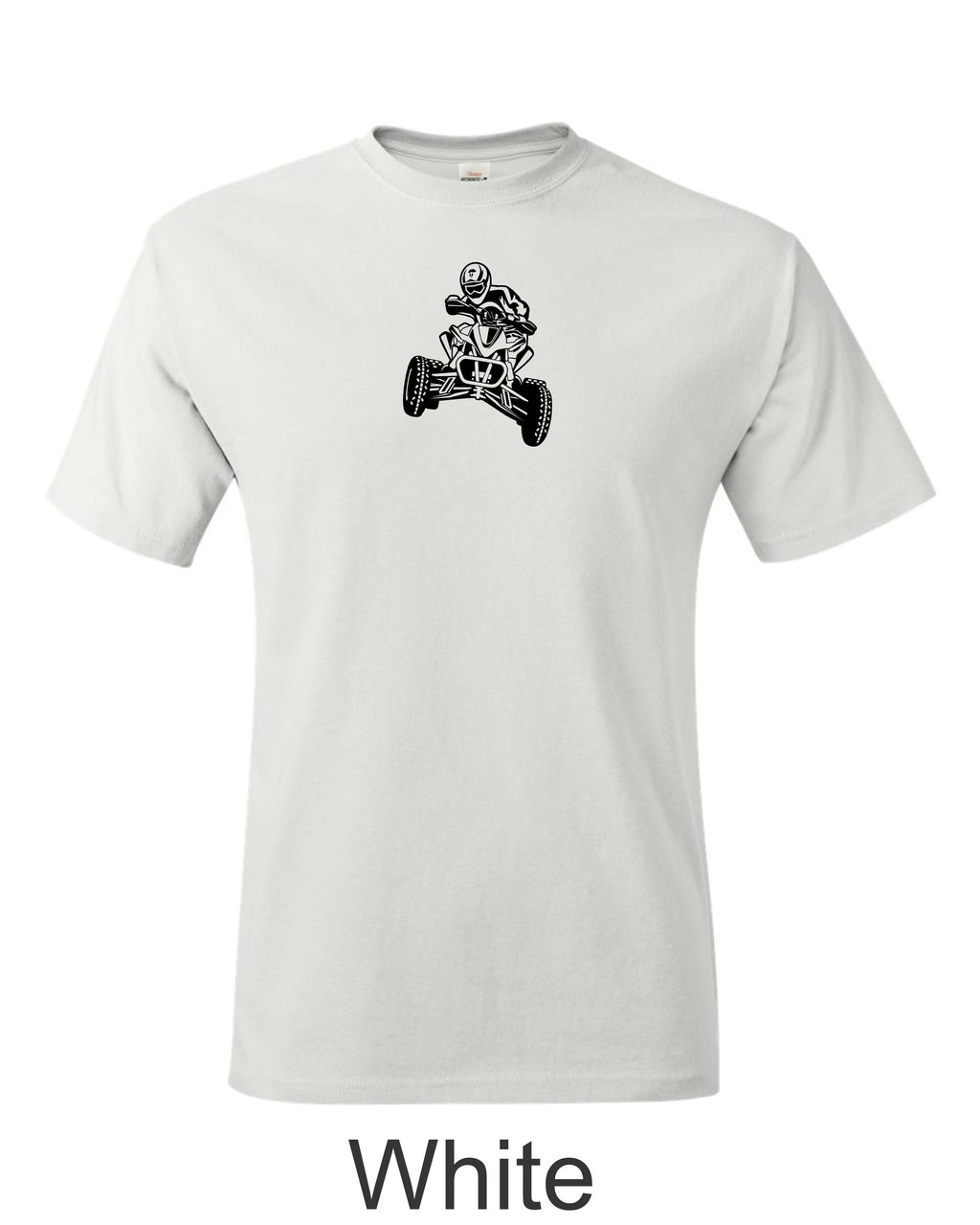 Race Quad drawing printed on mens shirt. great gift for the quad racer.