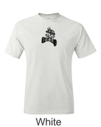 Race Quad drawing printed on mens shirt. great gift for the quad racer.