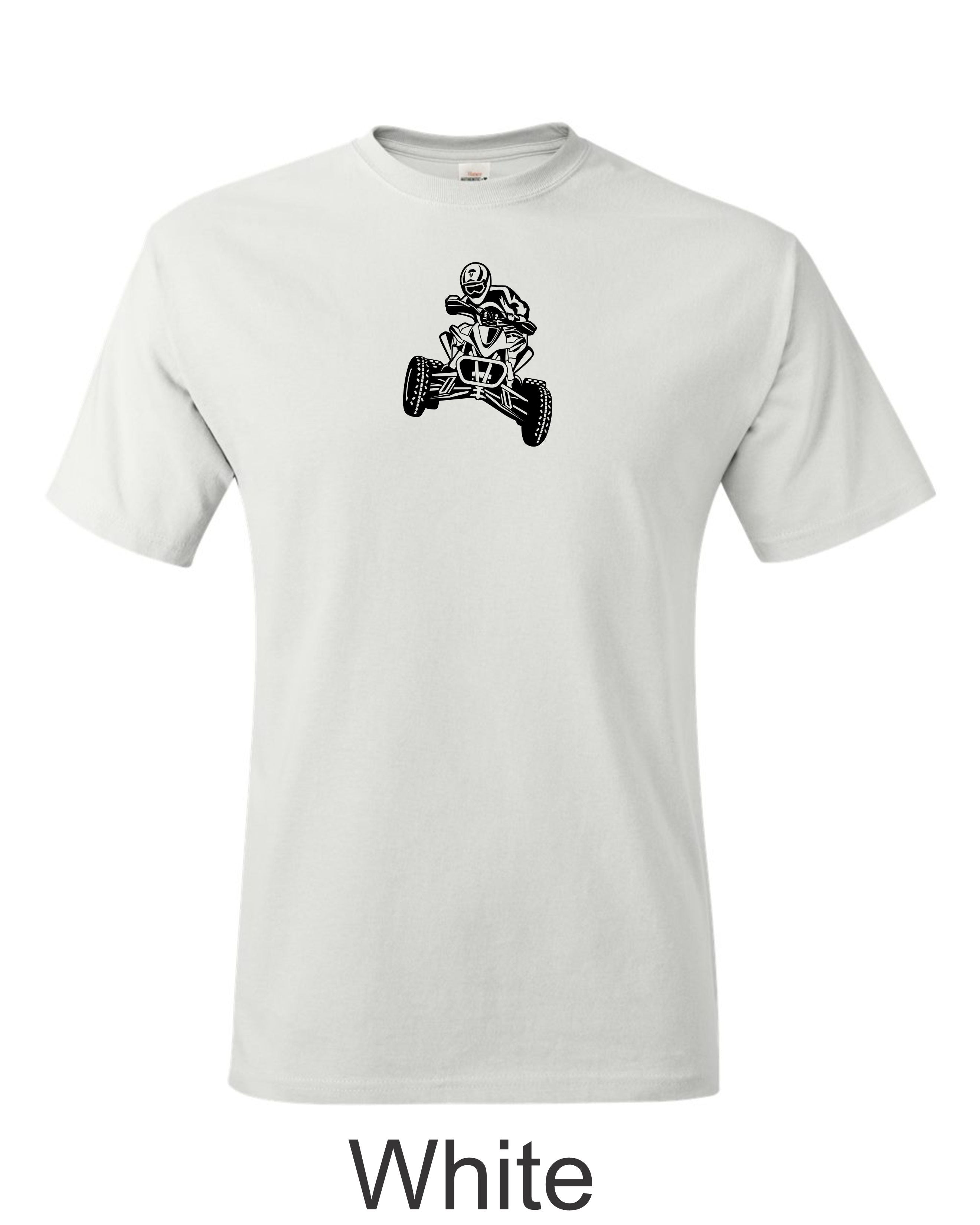 Race Quad drawing printed on mens shirt. great gift for the quad racer.
