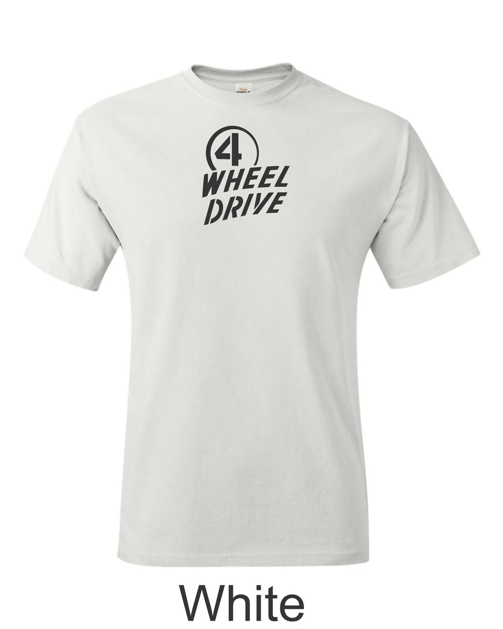 Jeep 4 wheel drive emblem printed on men's shirt. 1945-1975 emblem.