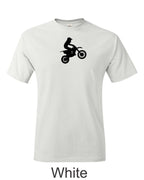 Kid Dirt bike rider drawing printed on men's shirt.  Kid riding dirtbike / motocross. Free Shipping.