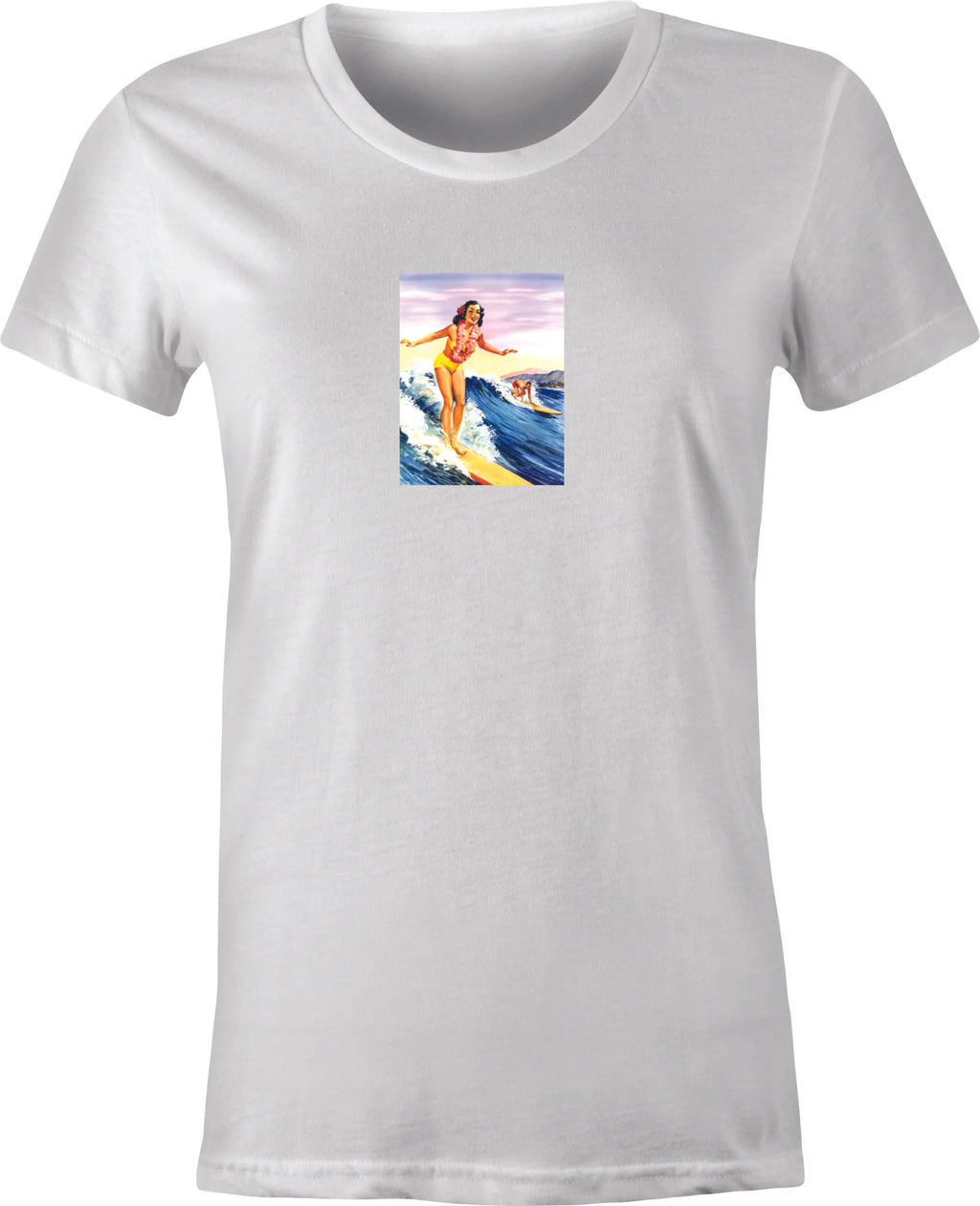 40's Hawaiian Surfing Poster printed on T shirt