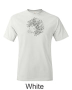 2 row radial engine drawing printed on men's shirt. Free shipping.