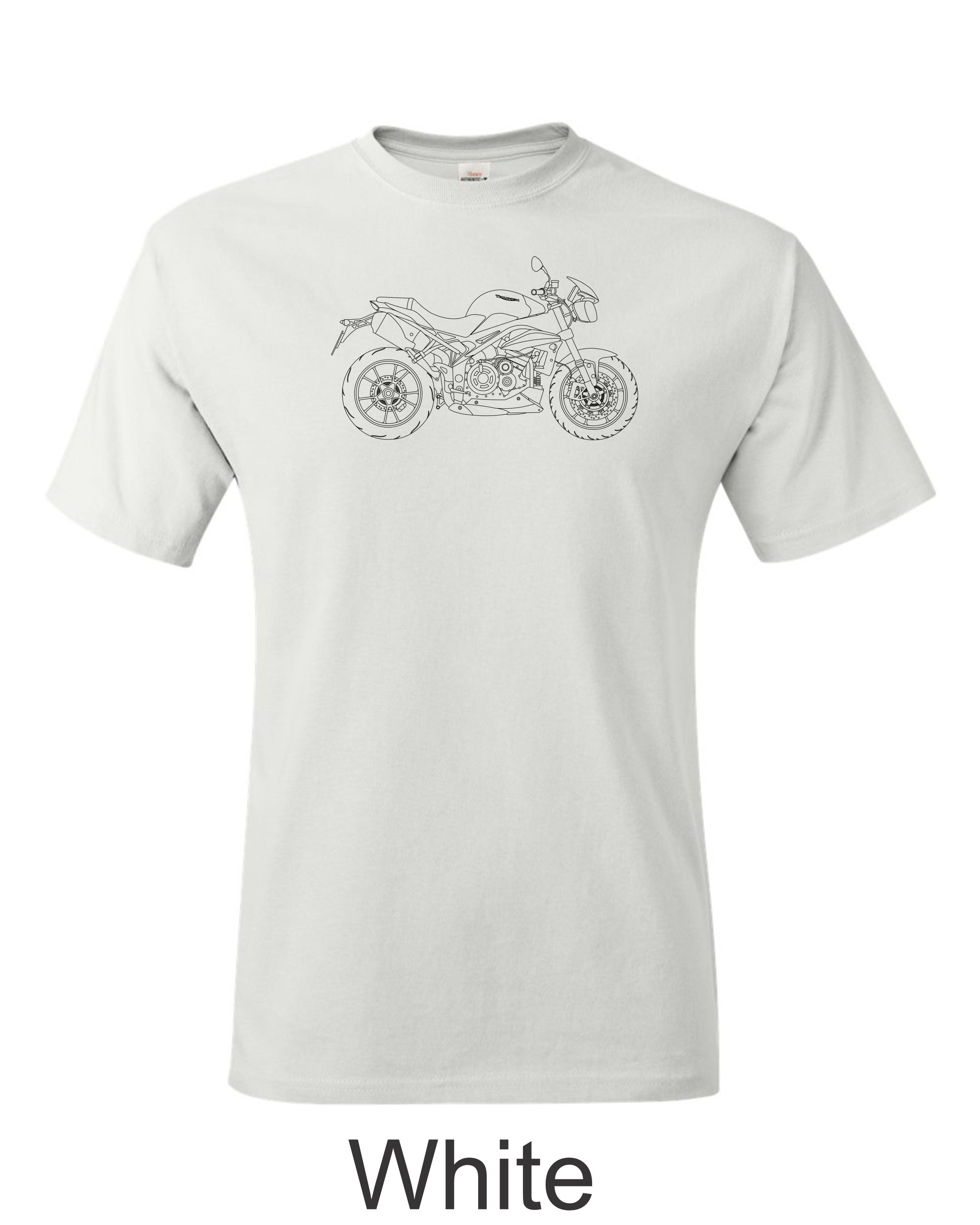 Triumph Street Triple T-Shirt: Detailed Motorcycle Line Drawing