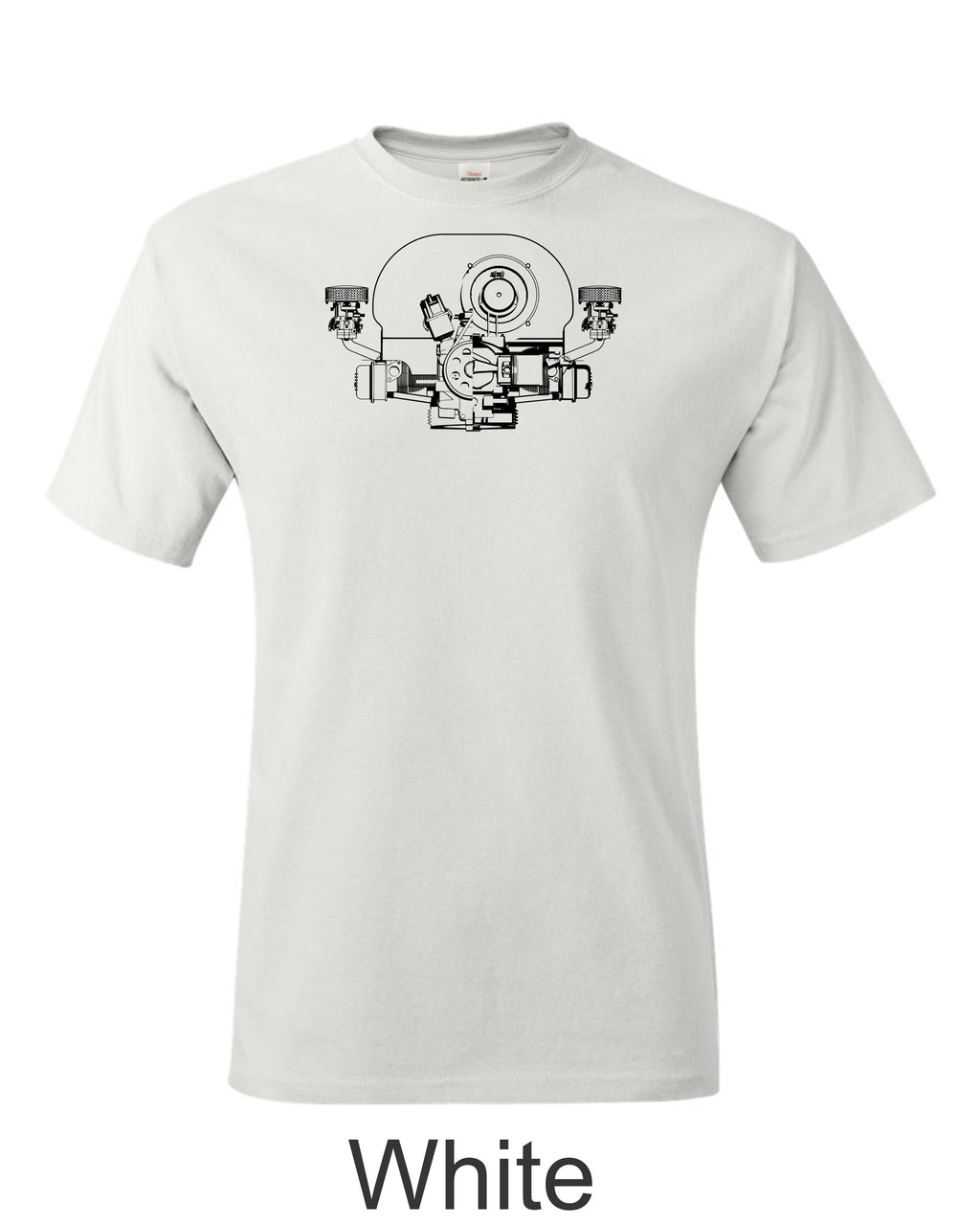 VW Boxer Engine Cutaway Drawing T-Shirt, Air-Cooled VW Bug Bus Car Tee