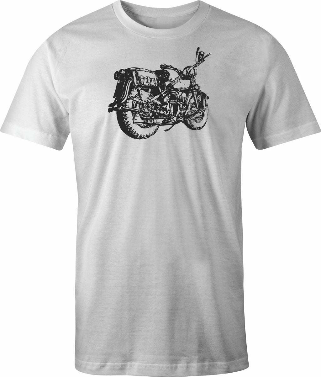 Vintage Bike drawing printed on men's shirt.