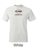 C4 Corvette Emblem printed on mens shirt. Great gift for the car guy.