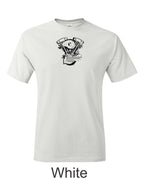 V twin drawing printed on mens shirt. Great gift for the Harley and S&S engine guy.
