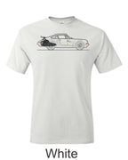 Porsche 911 Line drawing printed on mens shirt. Gift for sports car guy.