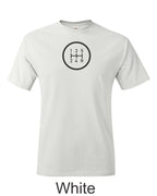 5 Speed shift pattern printed on men's shirt.  Great gift for the gearhead. Free shipping.