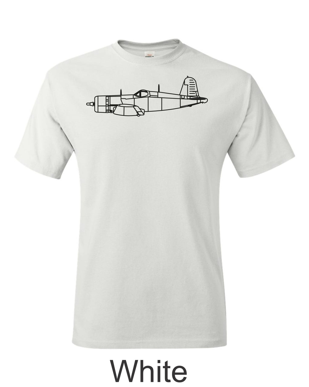 F4U Corsair drawing printed on men's shirt. Famous WW2 Navy fighter. Free Shipping