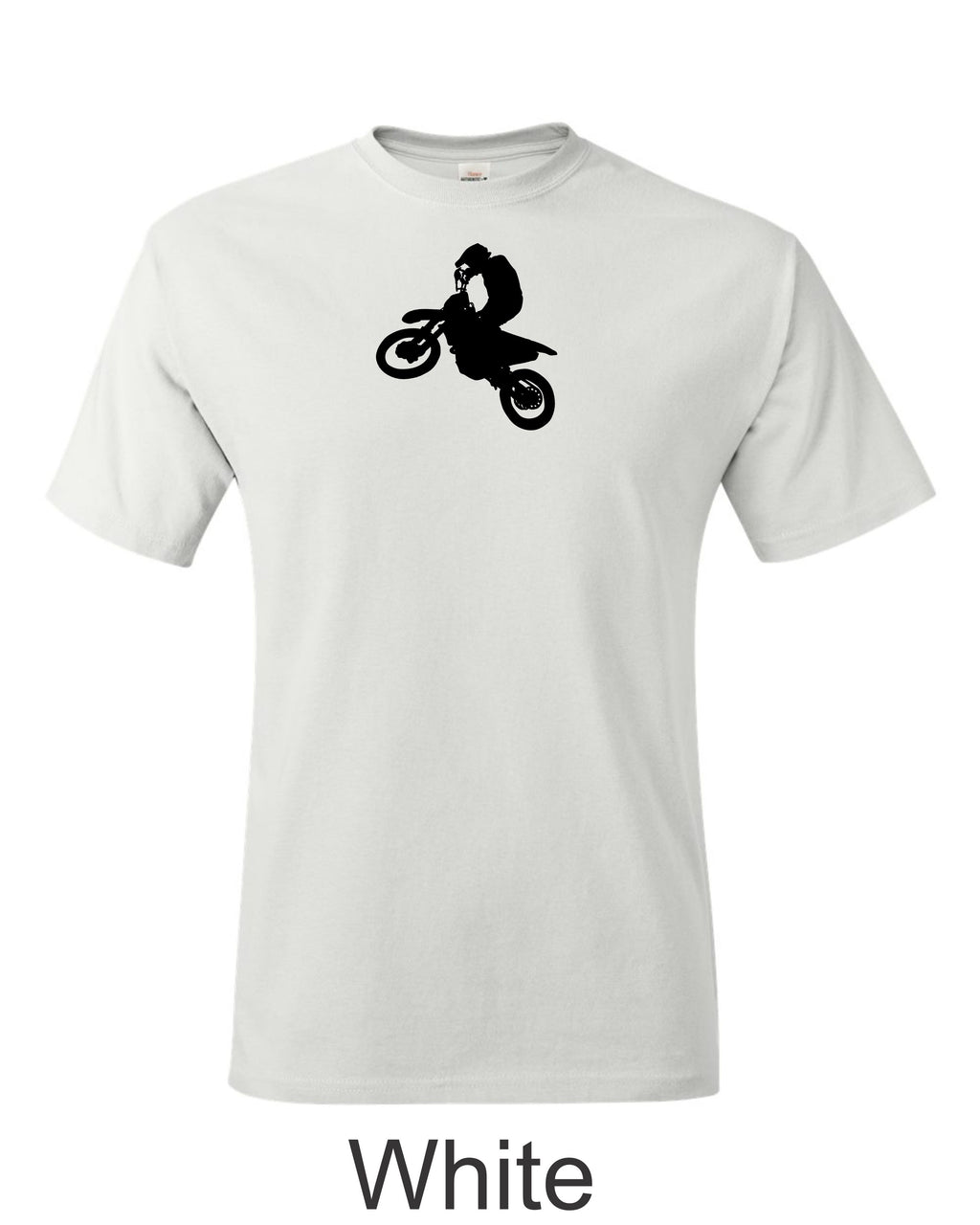 Dirtbike rider printed on mens shirt. Great for desert, motocross rider.