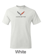 Corvette C7 Emblem printed on mens shirt. Great for the American car fan