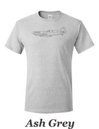 ME 109 german WW2 fighter drawing printed on men's shirt. Free Shipping.